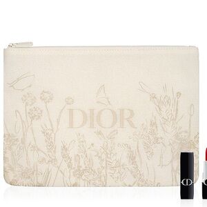 New! NIB Beige Tan Dior Clutch Pouch Handbag Floral Spring Summer